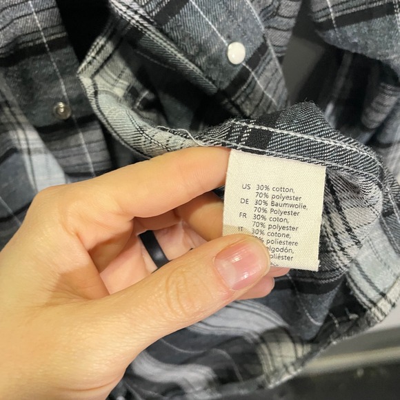 Dubinik Grey Plaid Western Flannel Shirt Pearl Snap Long Sleeve XL - Picture 4 of 5